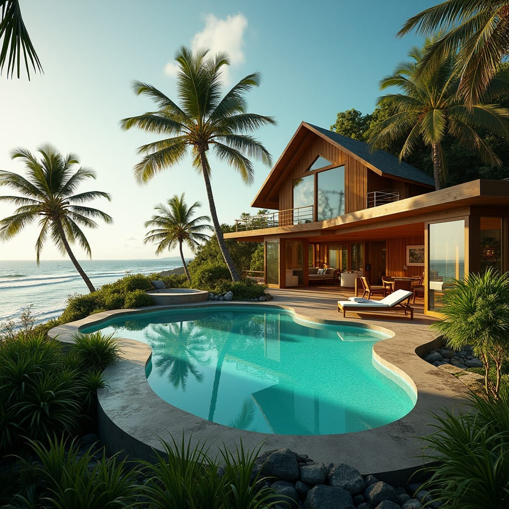 A luxurious, modern prefab house in Jamaica, shaped like a star