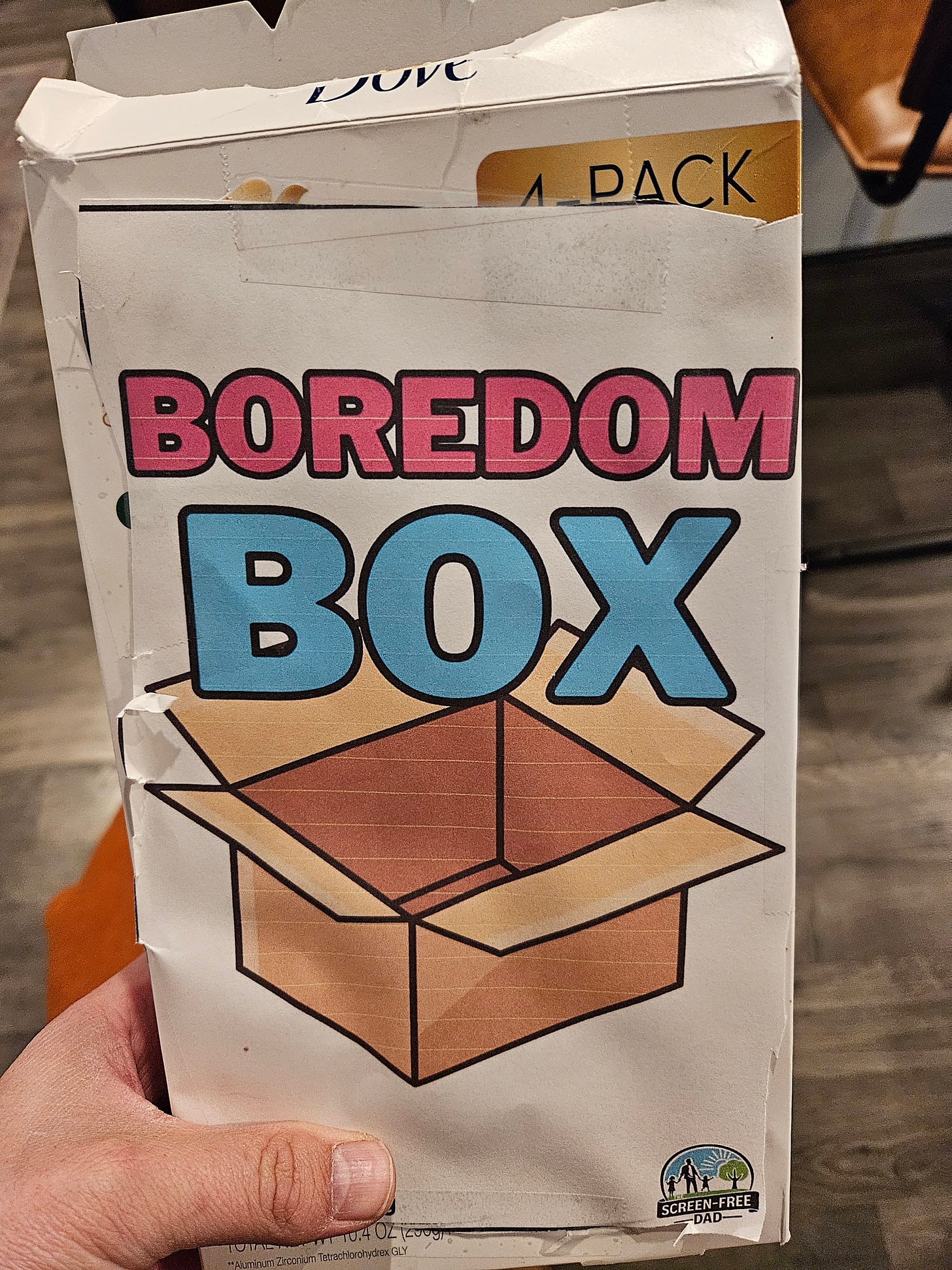 Scott Houghton, a dad from Utah showing off his Boredom Box Scott Houghton, a dad from Utah showing off his Boredom Box