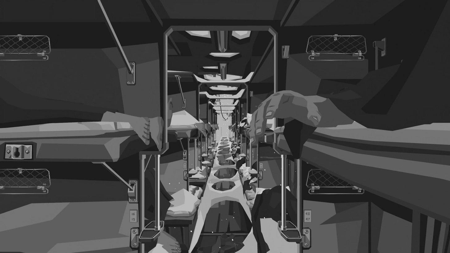 Snow inside a sleeper train carriage in FRUSTRAIN Snow inside a sleeper train carriage in FRUSTRAIN