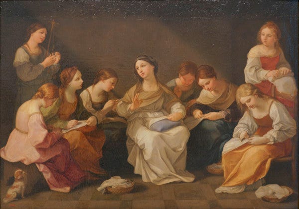 G.Reni, Girlhood of the Virgin Mary - Guido Reni as art print or hand  painted oil.