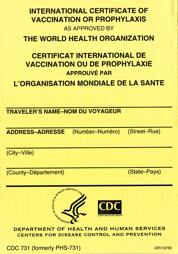 International Certificate of Vaccination or Prophylaxis as Approved by the  World Health Organization (Package of 100) | U.S. Government Bookstore