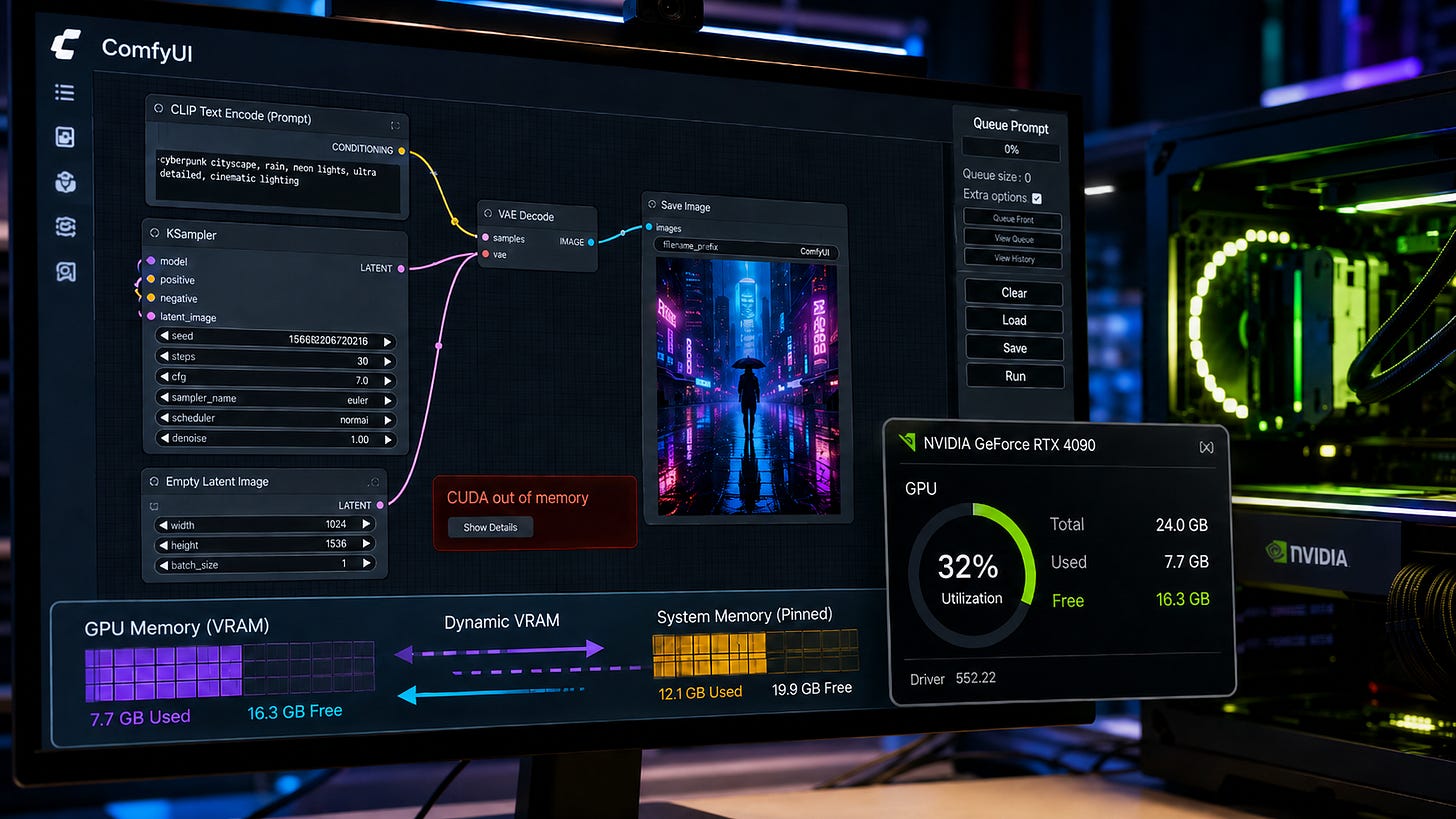 ComfyUI says CUDA out of memory with VRAM free: how to fix it ComfyUI says CUDA out of memory with VRAM free: how to fix it