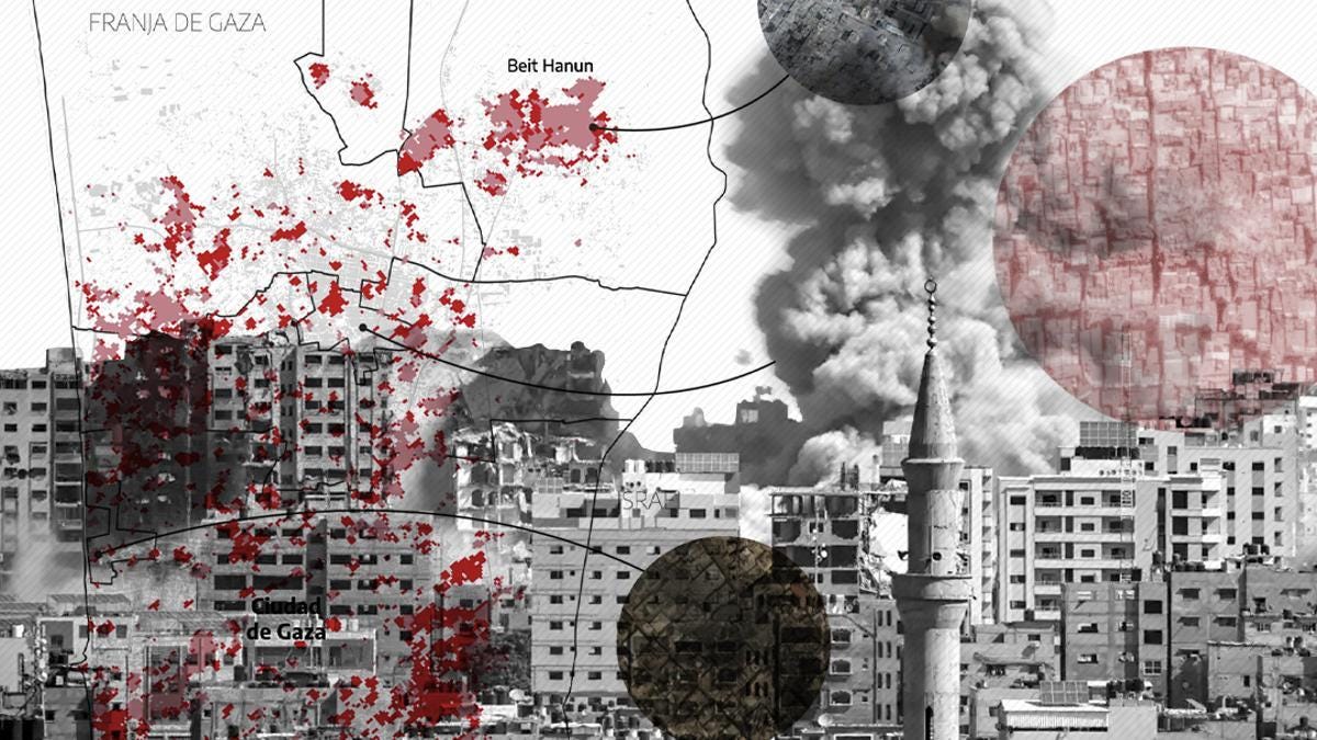 El mapa de la destrucción: así está Gaza después de un mes de ofensiva israelí El mapa de la destrucción: así está Gaza después de un mes de ofensiva israelí