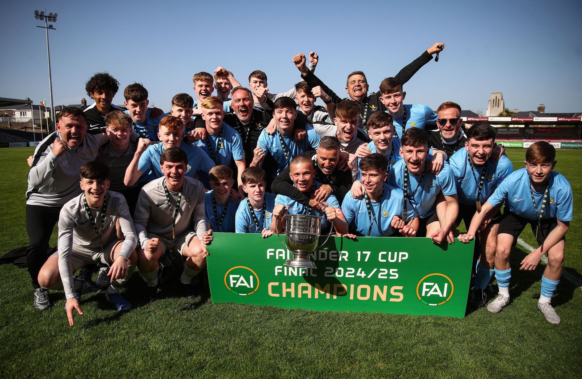 Belvedere celebrating a schoolboy football trophy