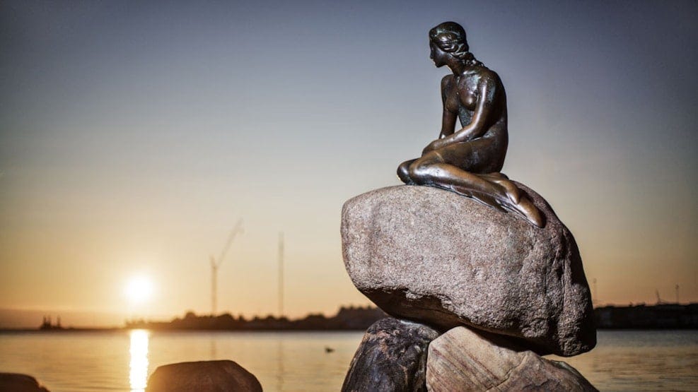 The Little Mermaid in Copenhagen by the water