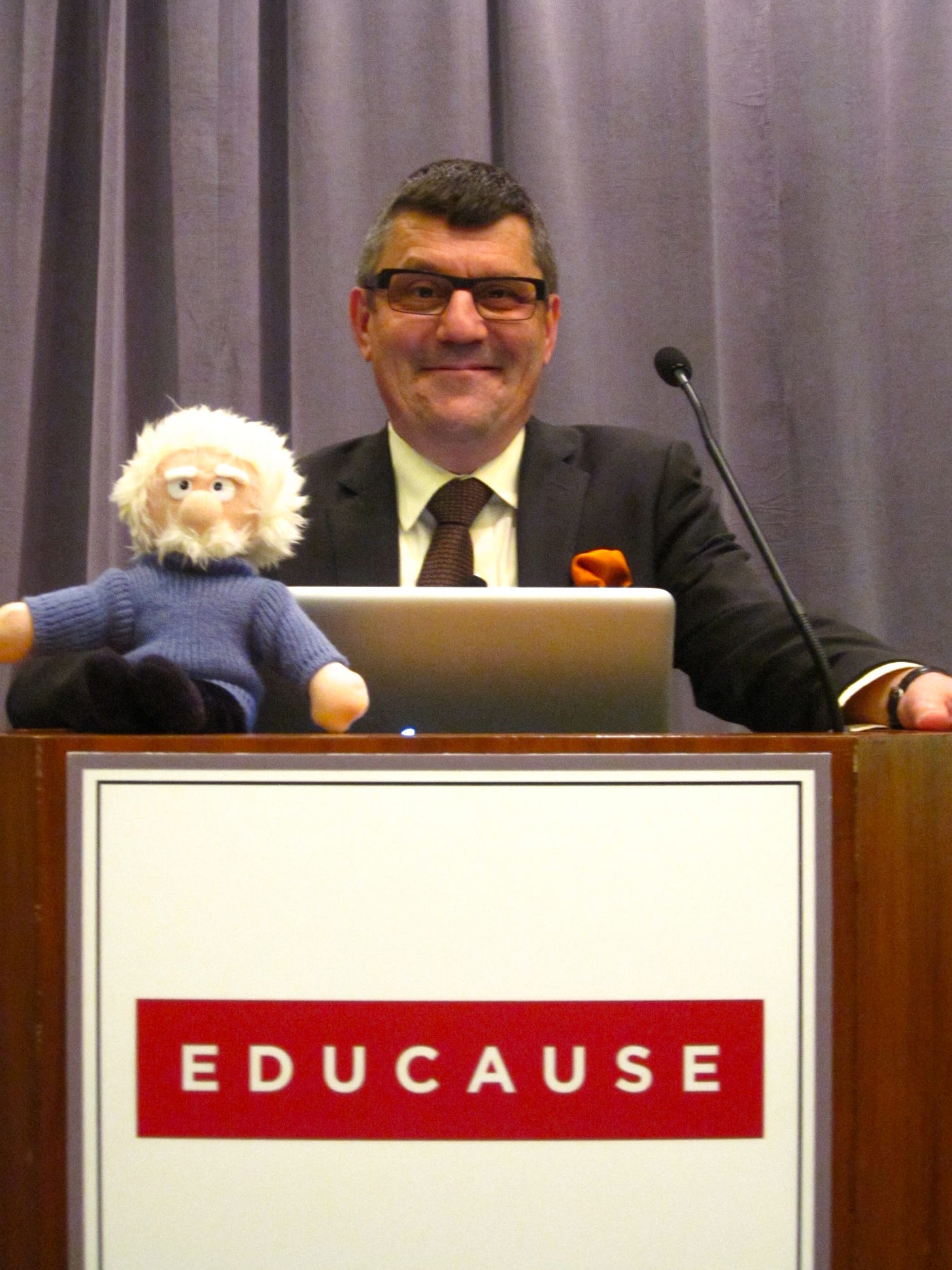 Photograph of the author giving a presentation