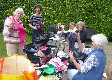 Sorting out bras for charity