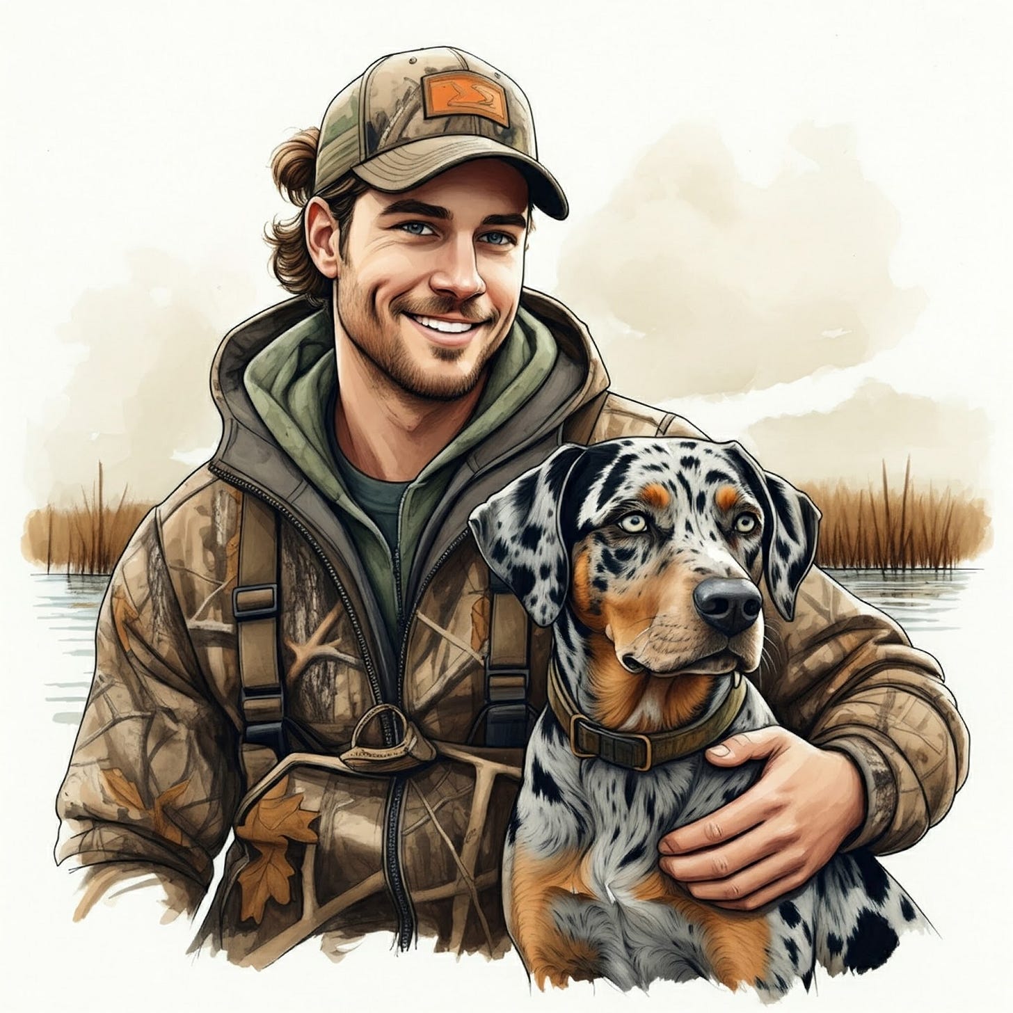 Image of Laurent Francois Thibodaux with Beaucoup on the bayou. Image of Laurent Francois Thibodaux with Beaucoup on the bayou.