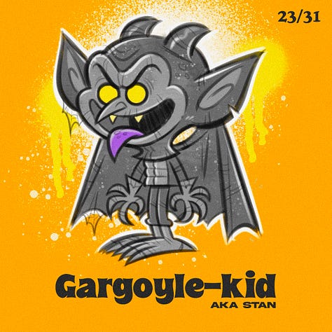 Spooky Kiddos are my custom character creations. They're kids dressed up in they're spookiest costumes. I drew one everyday for the entire month of October.