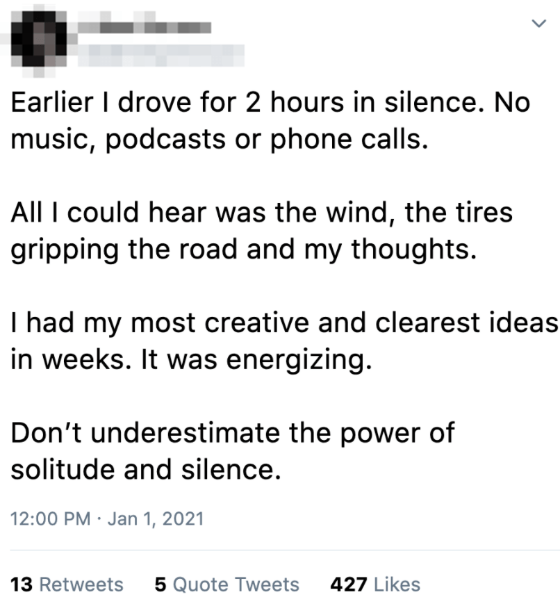 Insufferable tweet about not tweeting