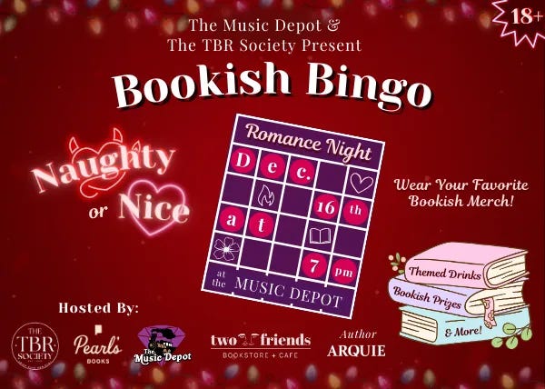 Bookish Bingo Naughty or Nice Romance Night