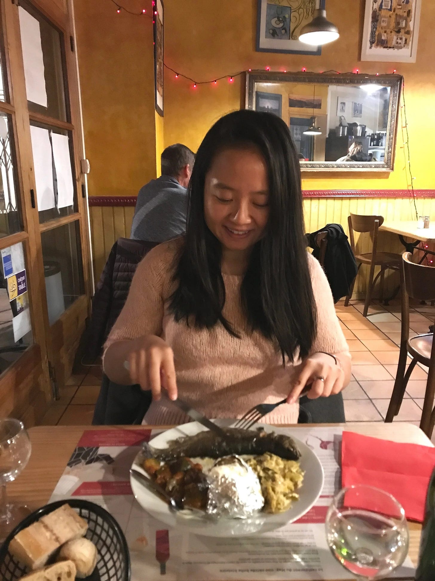  Very much enjoying my grilled fish at Le May in Toulouse, France 