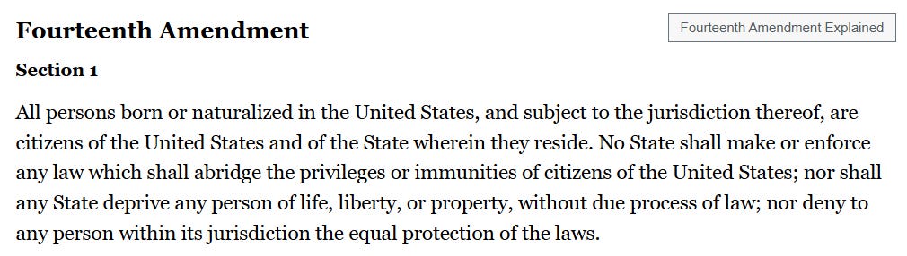 14th Amendment Section 1 14th Amendment Section 1