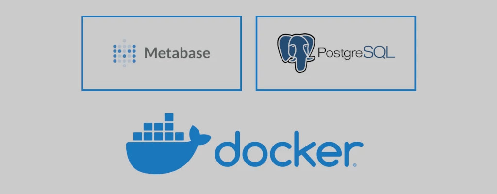 Logos for Docker, Metabase and PostgreSQL side by side.