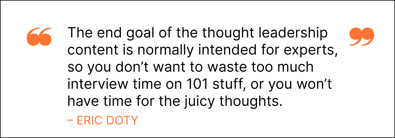 Call out box from Eric Doty restating above quote.