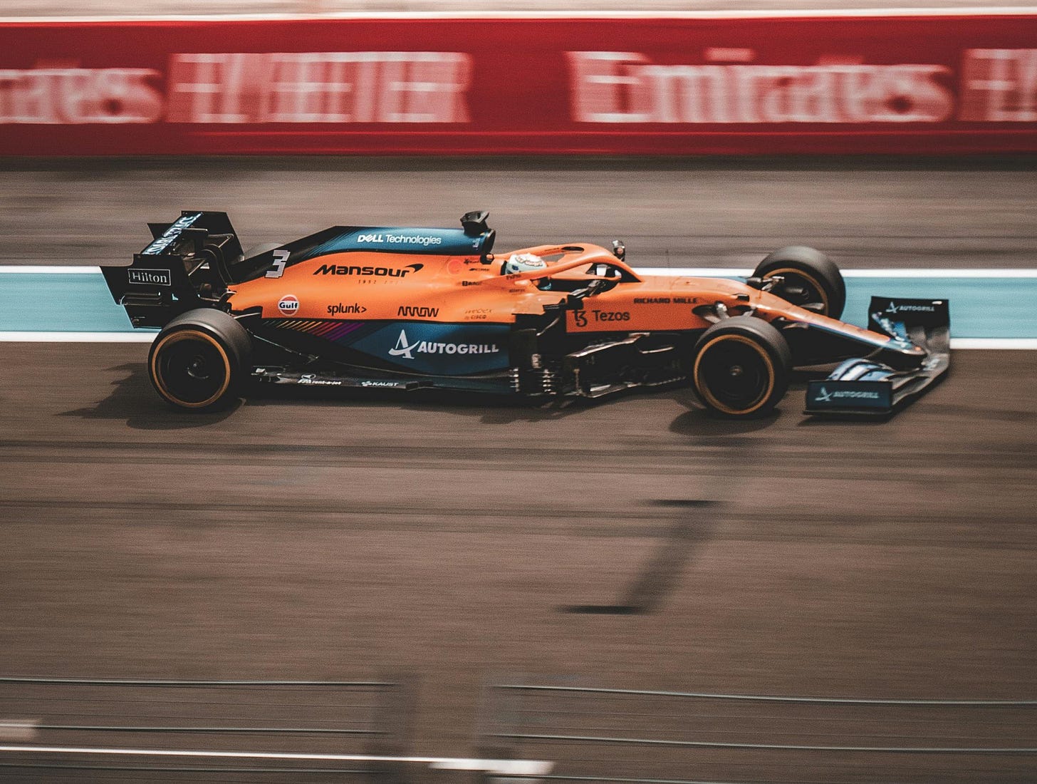 Daniel Ricciardo in his McLaren doing the vroom vroom. Daniel Ricciardo in his McLaren doing the vroom vroom.