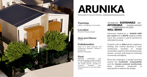 Diagrams and information containing : Basic concept, pre-design, green building solutions, and technical drawings.