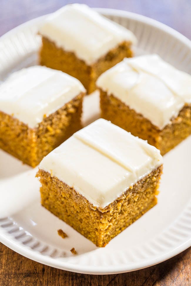 Pumpkin Spice Cake with Cream Cheese Frosting — Moist pumpkin cake is topped with a creamy homemade cream cheese frosting. This easy fall dessert is perfect for Thanksgiving, Halloween, and more! Pumpkin Spice Cake with Cream Cheese Frosting — Moist pumpkin cake is topped with a creamy homemade cream cheese frosting. This easy fall dessert is perfect for Thanksgiving, Halloween, and more!