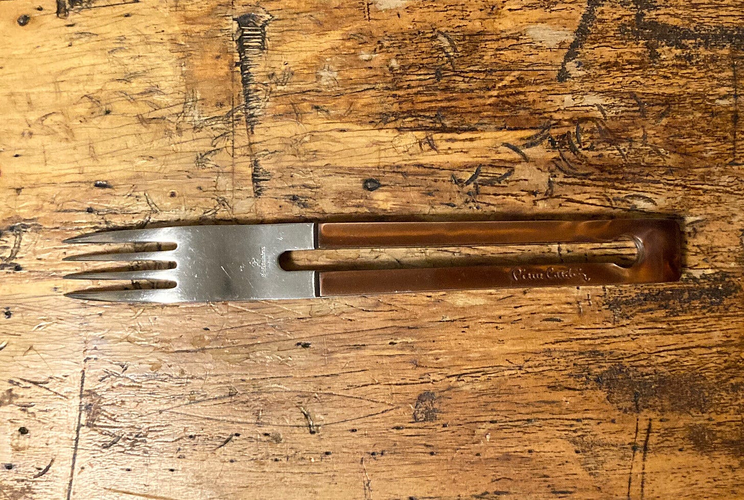 Vtg 1970s PIERRE CARDIN 5.5" Tortoise Shell Style Stainless FORK Designer RARE! - Picture 3 of 6