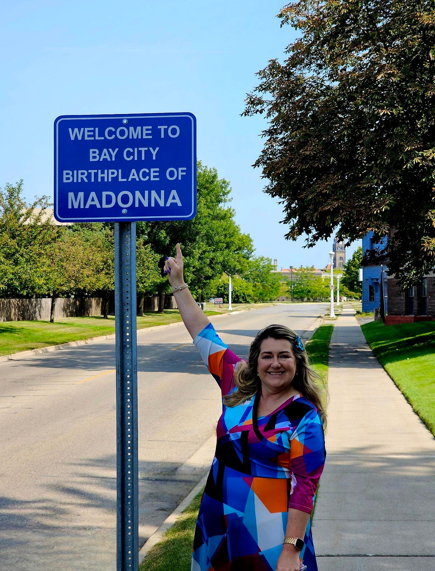 me and the sign on the way into town right by Mercy Hospital, birthplace of Madonna, Bay City, Michigan. me and the sign on the way into town right by Mercy Hospital, birthplace of Madonna, Bay City, Michigan.