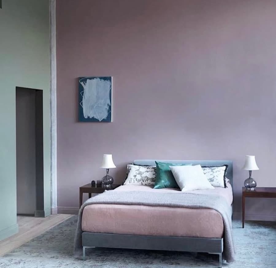 lilac painted bedroom with sage green wall to the left lilac painted bedroom with sage green wall to the left