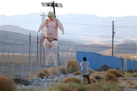 What about crowd size? 43ft nude Trump statue erected along Las Vegas ...