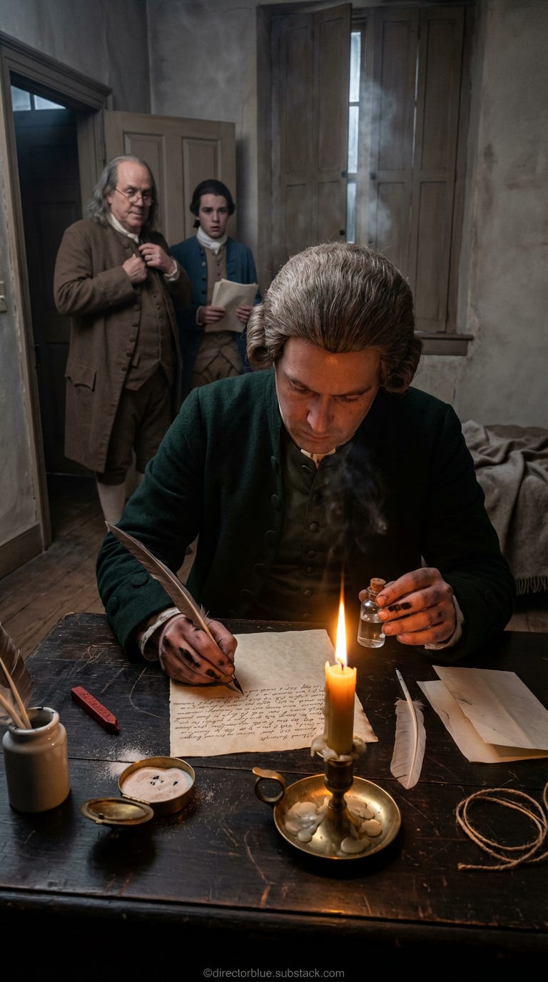IMAGE PROMPT FOR HISTORIC REENACTMENT EDUCATIONAL SERIES  BENJAMIN FRANKLIN IN PARIS  1778916 vertical portrait format hyper-realistic photographic style as if shot with modern DSLR camera using period-accurate set dressing and practical lig_image_1