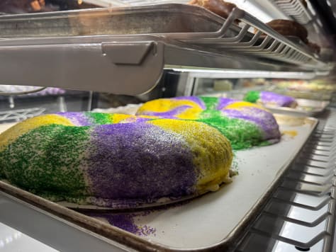 Various images of Mardis Gras at Rabalais' Bistro.