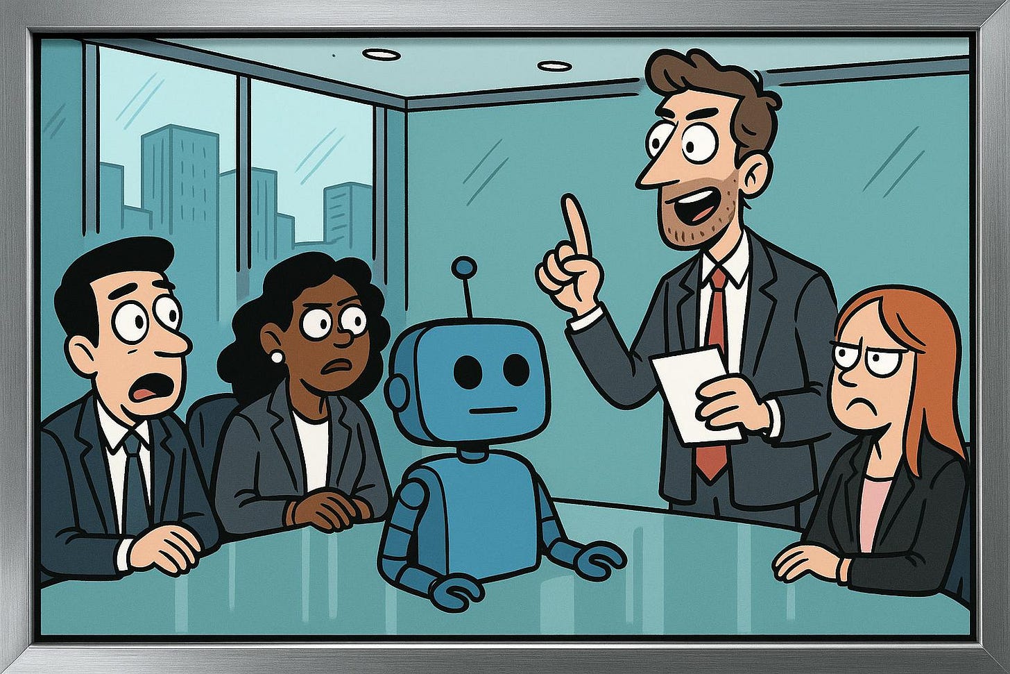 AI in the Boardroom – Corporate Meeting with Robot AI in the Boardroom – Corporate Meeting with Robot