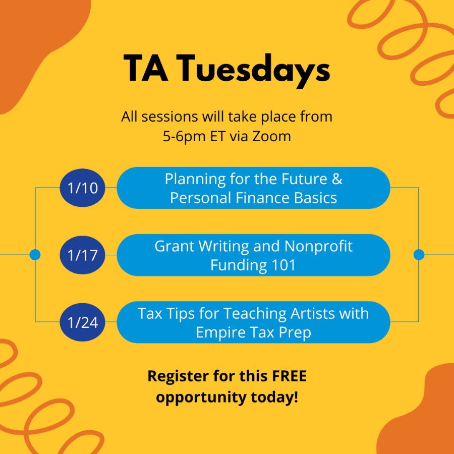 Arts in Education Roundtable graphic of the upcoming programs