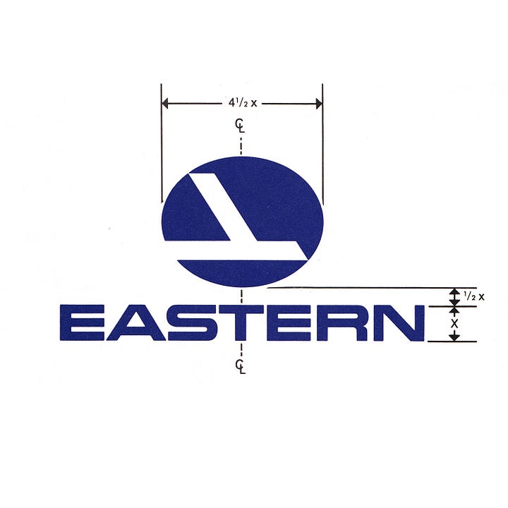 Various logo lock-ups for Eastern Airlines by Lippincott & Margulies, 1964