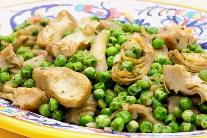 Braised Artichokes and Peas
