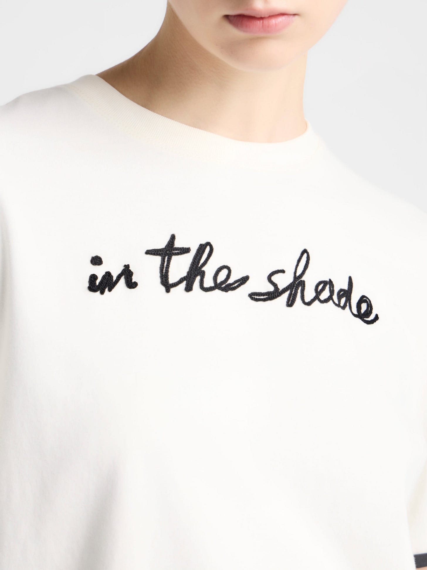 WOMENS 'IN THE SHADE' T-SHIRT IN ECRU & WASHED BLACK