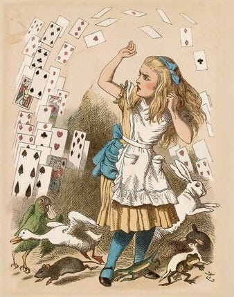 Alice and the Shower of Cards - Adventure in Wonderland" Greeting Card for  Sale by ebrawne | Redbubble