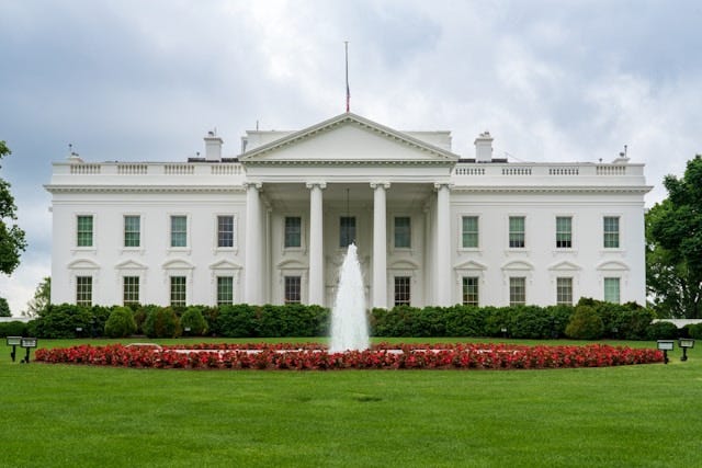 White House with rose garden