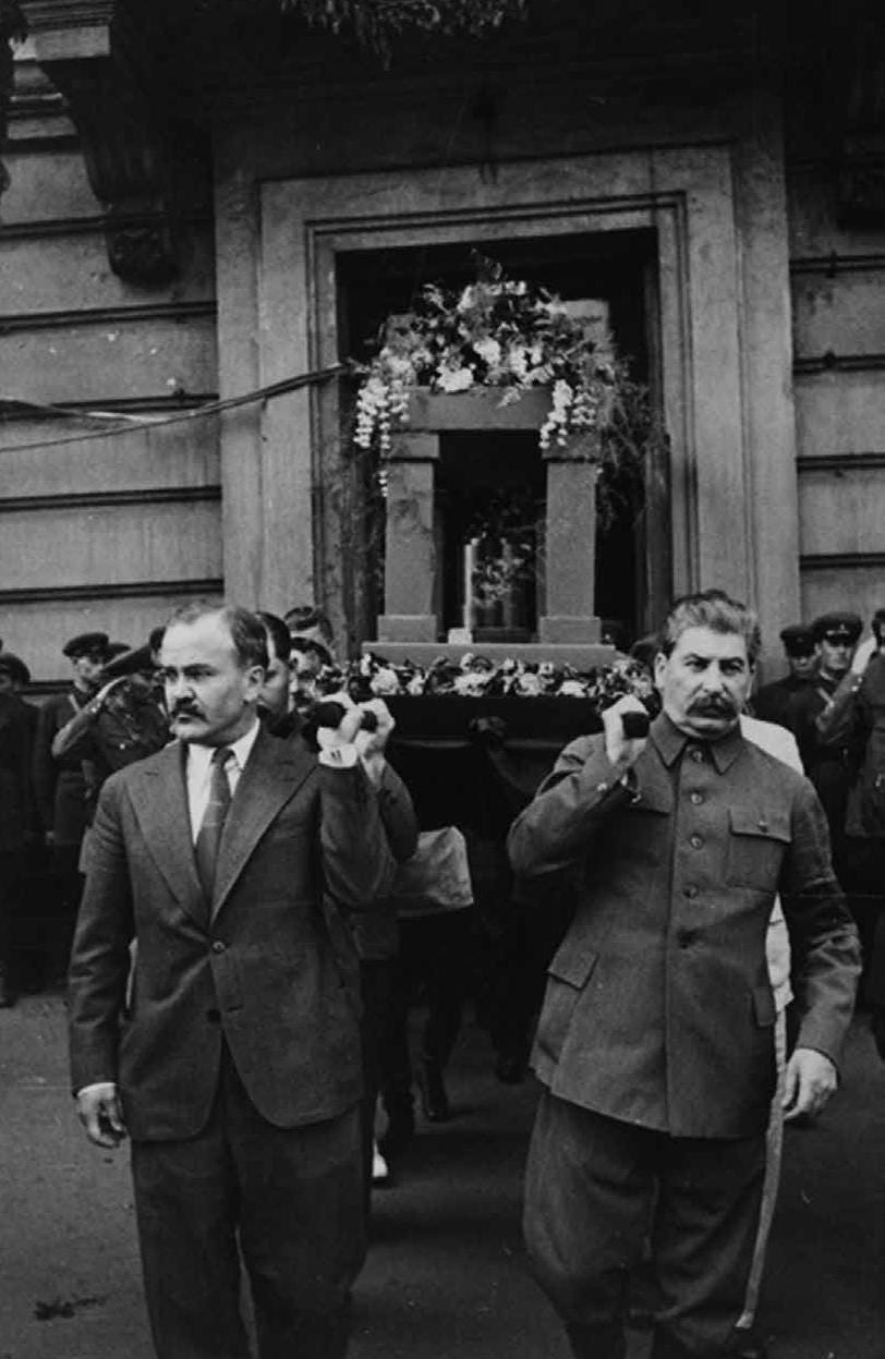 Soviet leaders carrying the urn of Russian writer Maxim Gorky during his funeral in Moscow, June 1936.