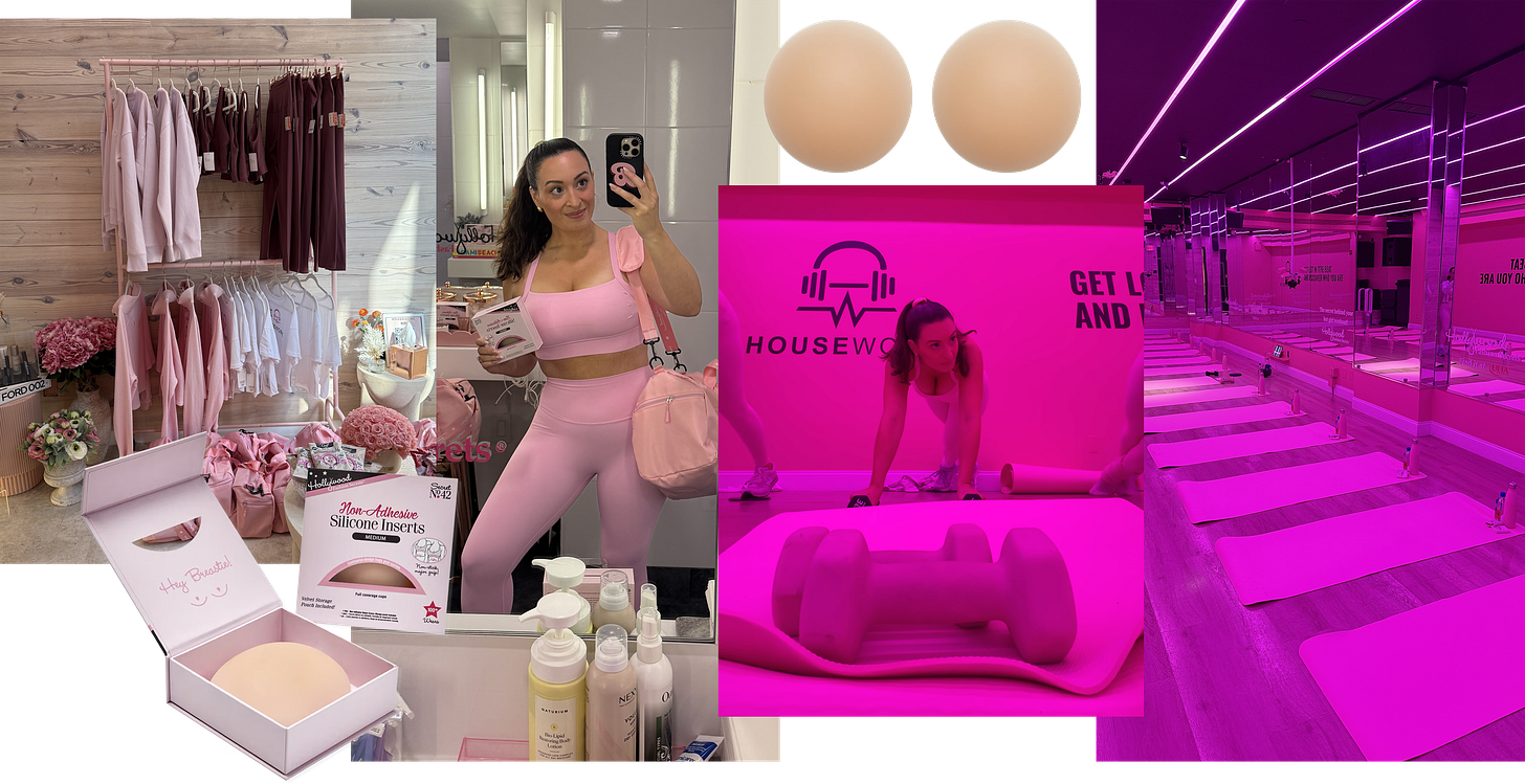 Bella working out at Housework; Hollywood Fashion Secrets non-adhesive silicone inserts