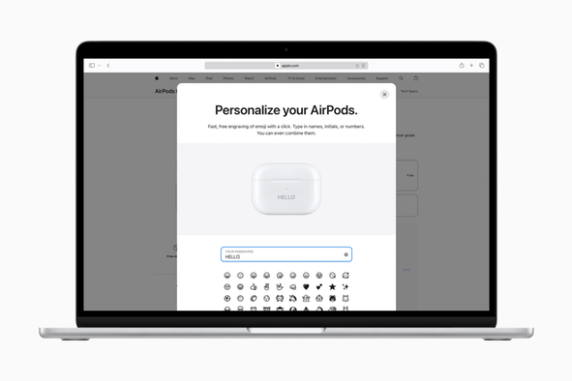Free engraving is available in English and Arabic for the first time, allowing customers to personalize items like their AirPods in dual language.