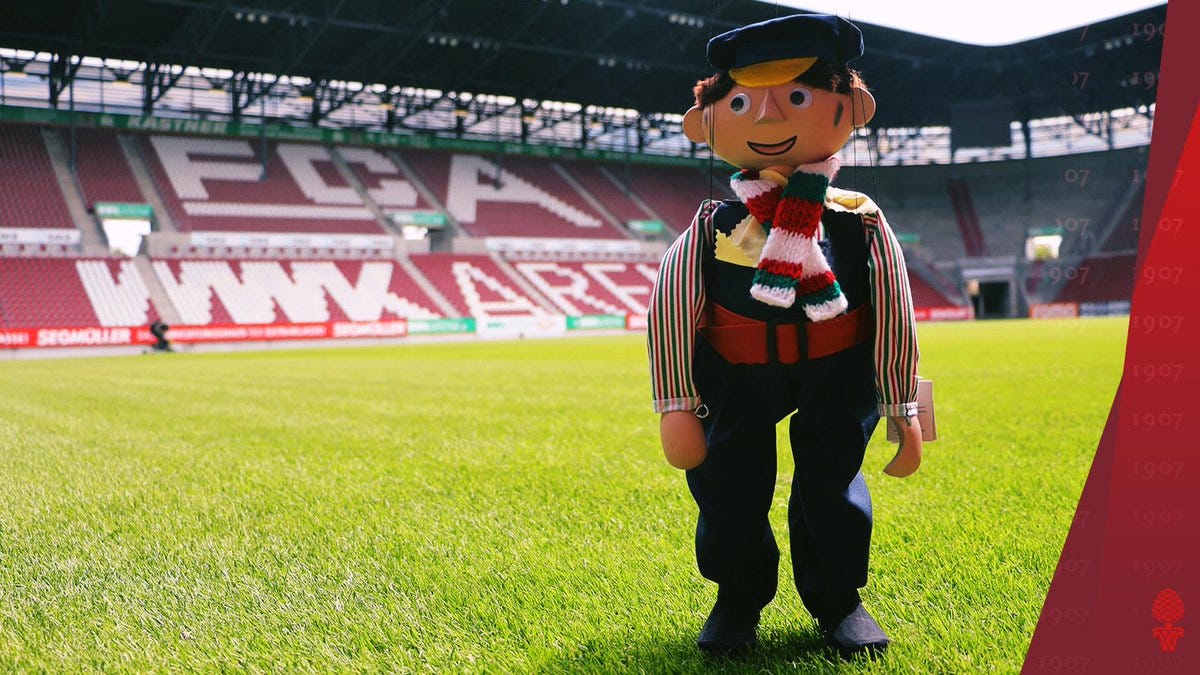 Meet Lukas, the locomotive driver 🚂 This season, in keeping with the  club's tradition and close ties to the Augsburger Puppenkiste, #FCA will  present each opponent at the WWK Arena with a