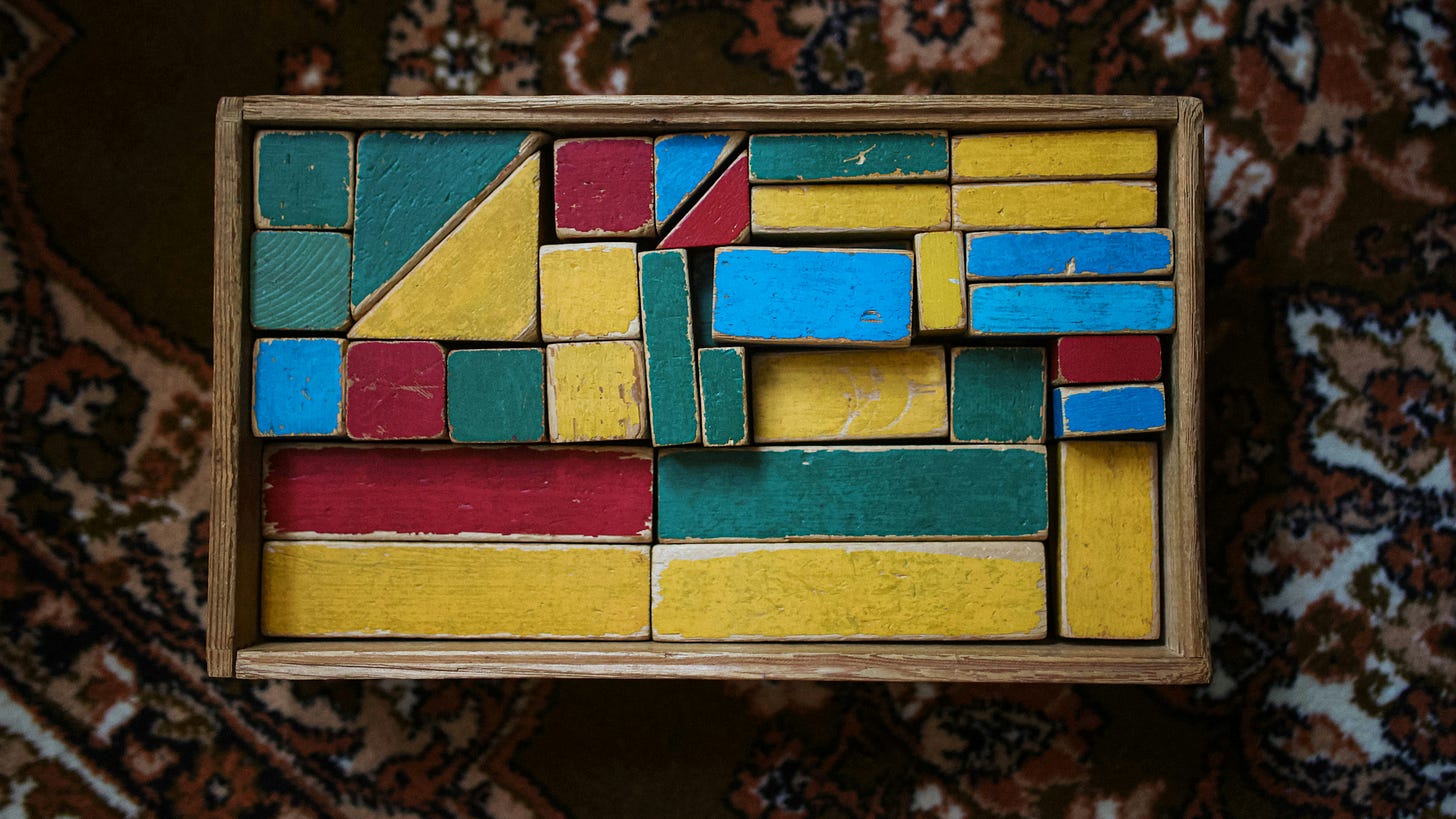 A set of wooden building blocks