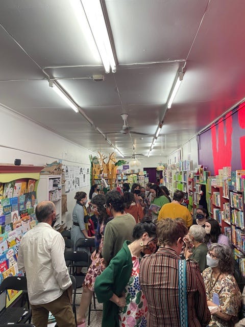 A photo of the crowd at the Brisbane book launch for Social Queue