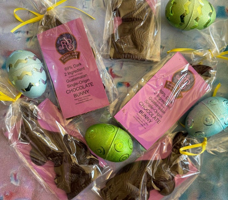 Looking for the perfect, single-origin, dark-chocolate Easter Bunny? Rainy Day Chocolate has got you covered