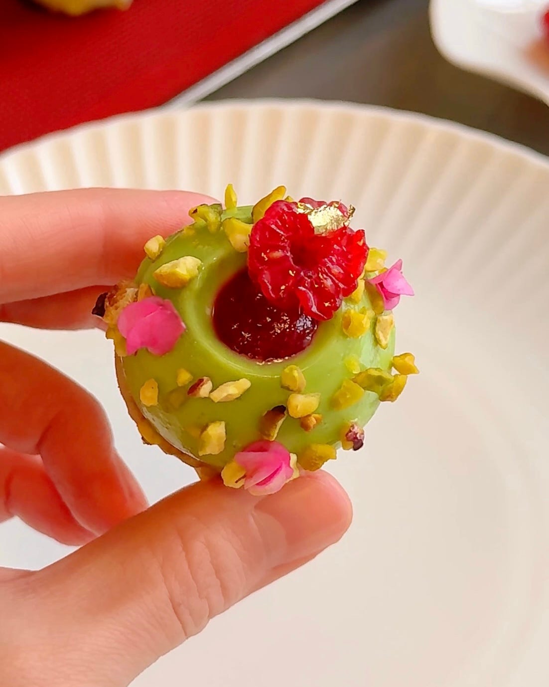 Pistachio Raspberry Petit Fours - Soohyun Lee