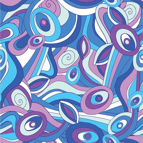 Geometric swirls and patterns created by Pucci