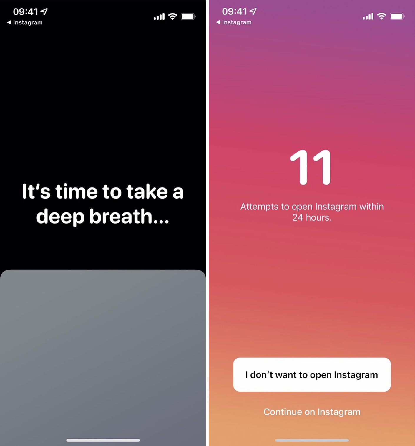 one sec app screenshots