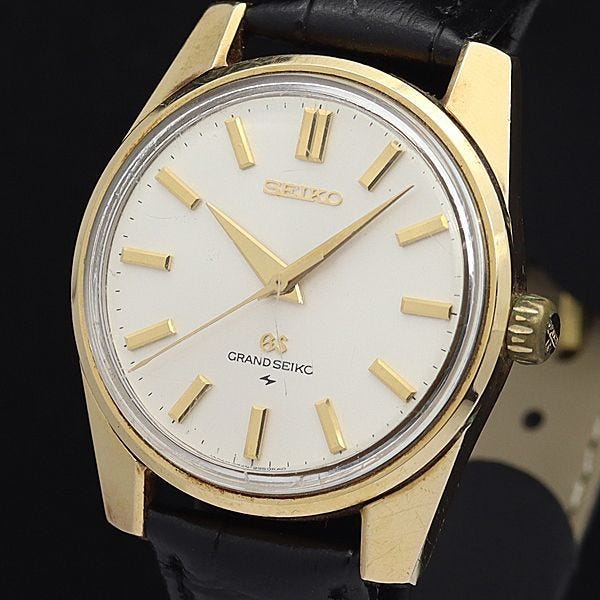 1 yen Operation Seiko Manual Winding 4420-9990 Grand Seiko Round Cap Gold Silver Dial Antique Men's Watch 5622320STU