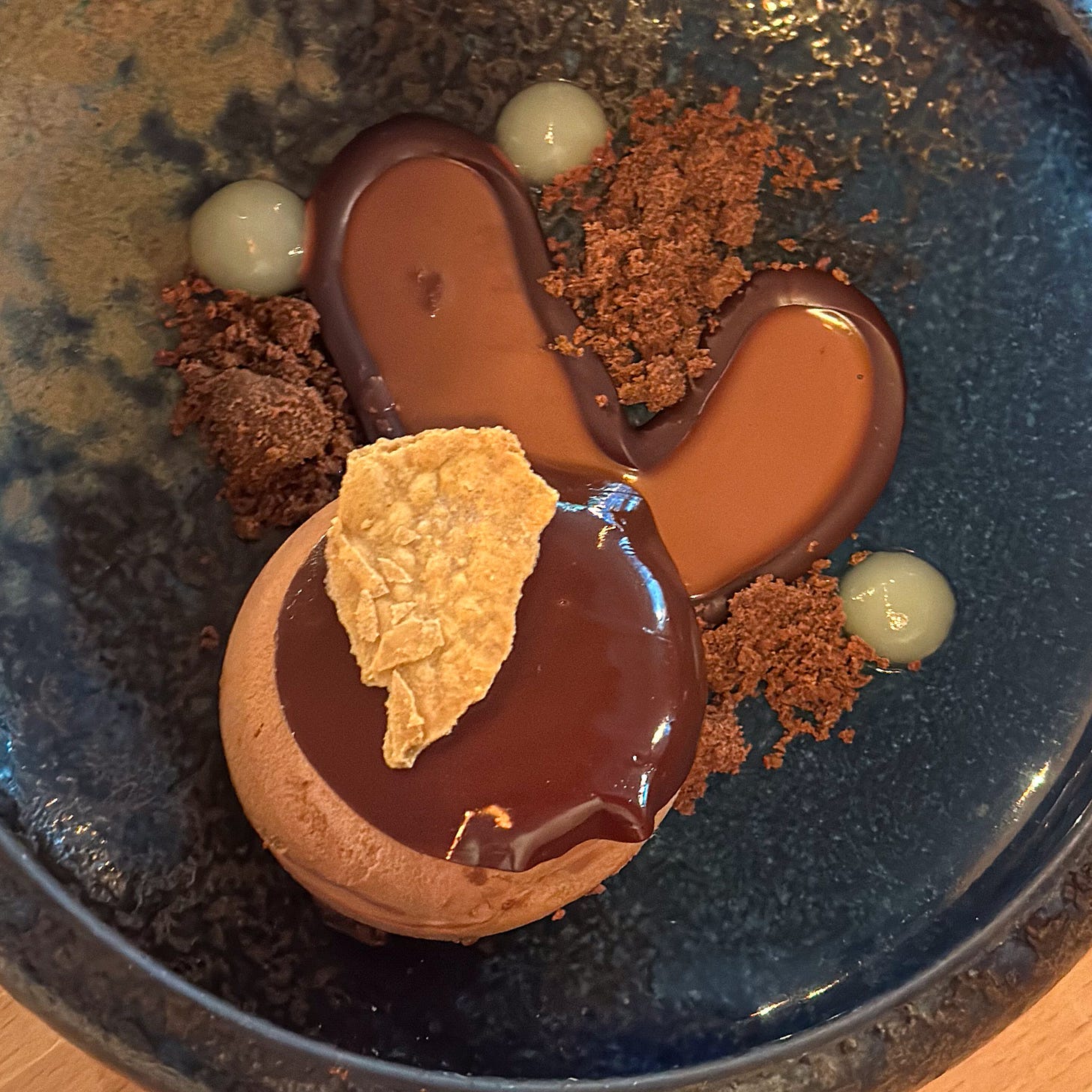 Choux puff with chocolate, praline and buckwheat at La Table de Colette restaurant in the Latin Quarter of Paris - photo by Meg Zimbeck for Paris by Mouth