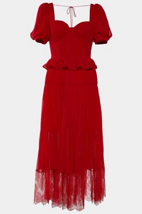 SHRIMPS pearl bag, Realisation Par print red dress, Aje pink silk dress, Rat & Boa purple print dress, Sleeper pyjama suit, Self-Portrait red chiffon dress