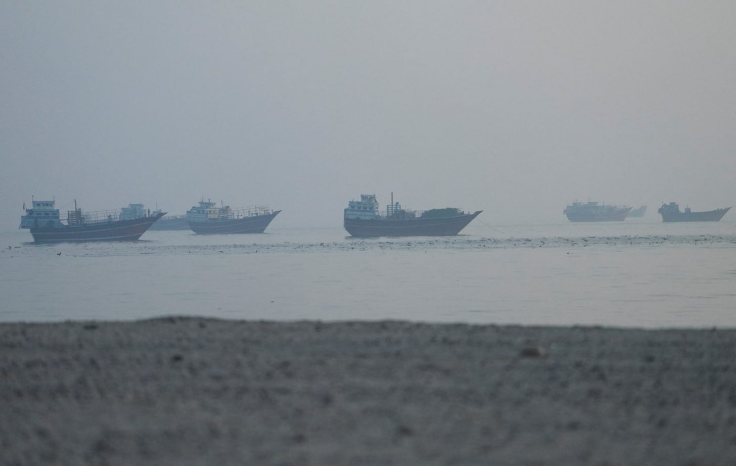 Vessels at the Strait of Hormuz, as seen from Musandam Vessels at the Strait of Hormuz, as seen from Musandam