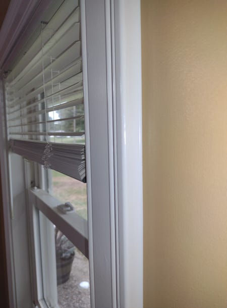 Perfectly caulked and painted interior window edge. Perfectly caulked and painted interior window edge.